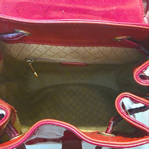 Gucci Bag Vintage Bamboo Handle Red Patent Leather Mini Rucksack Backpack Purse - Picture 8 of 16